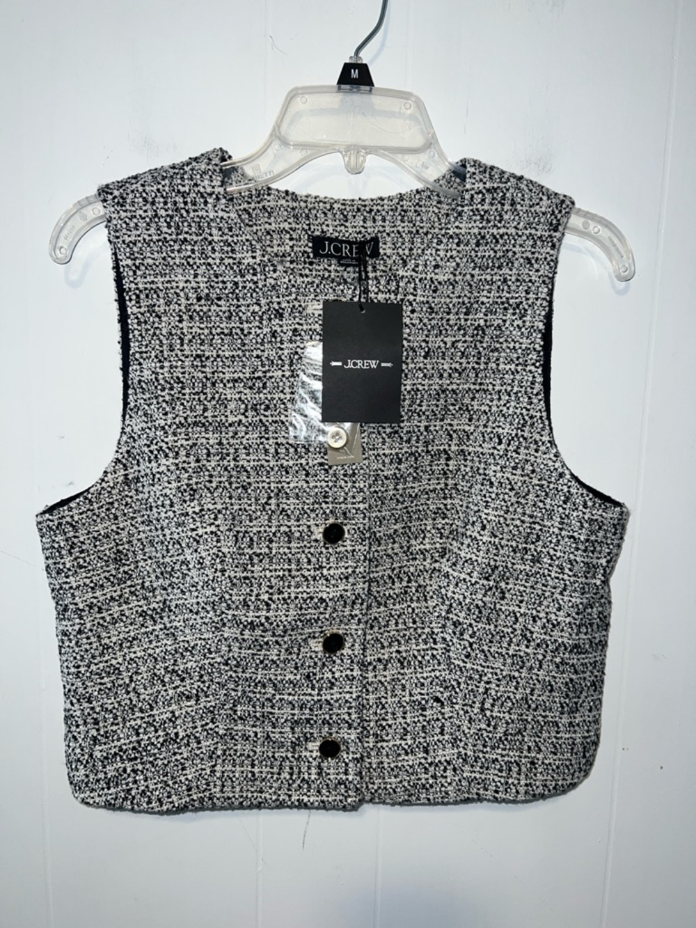 J. Crew Black and White Tweed Vest Size 10 NWT 0406263